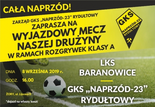 Zapraszamy na mecz naszej drużyny GKS-23 NAPRZÓD Rydułtowy