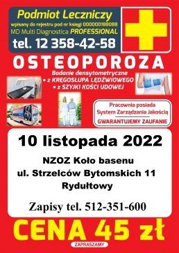 Badanie osteoporozy w Rydułtowach